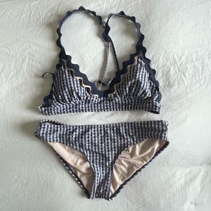 Xhilaration Blue & Pink Gingham Check Bikini top and bottom size large